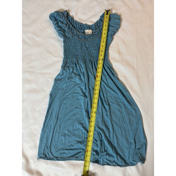 Sophia Max blue/teal short sleeve dress smocked babydoll flowy Women size medium - Picture 5 of 5